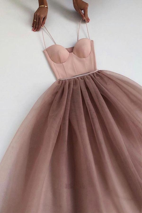 Cute A Line Sweetheart Spaghetti Straps Dusty Blush Prom Dresses TP0996 - Tirdress