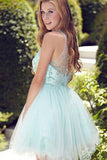 Cute Round neck Tulle Beads Sequin Short Prom Dress Homecoming Dress PG170 - Tirdress