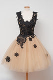 Cute Square Knee-Length Homecoming Dress With Black Lace Appliques TR0112
