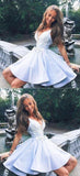 Cute Straps v-neck lace short prom dress, homecoming dress HD0041 - Tirdress