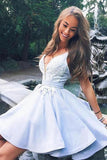 Cute Straps V-neck Lace Short Prom Dress Homecoming Dress HD0041