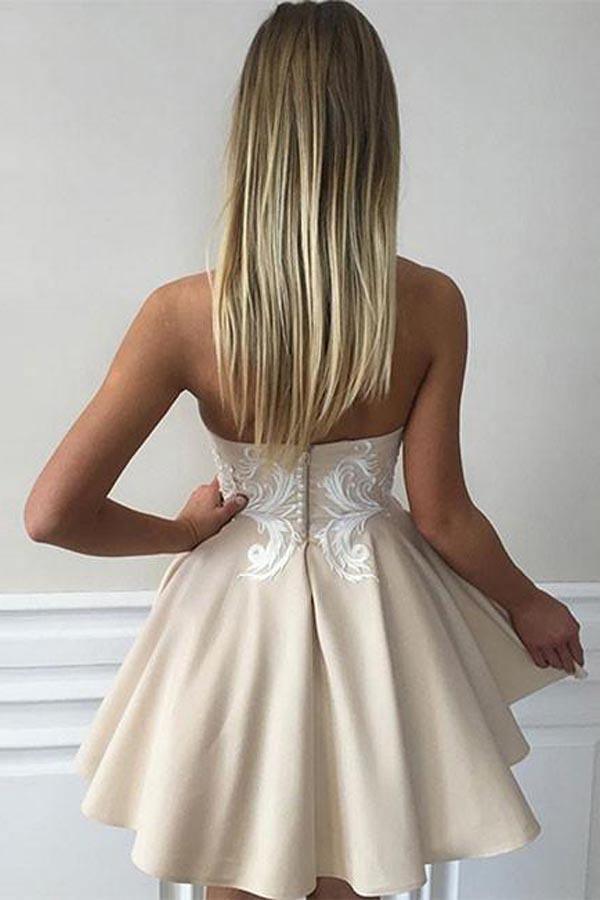 Cute Sweetheart Lace Applique Short Prom Dress Homecoming Dress PG171 - Tirdress