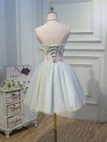 Cute Tulle Short Lace Applique Short Prom Dress Tulle Homecoming Dress HD0159 - Tirdress