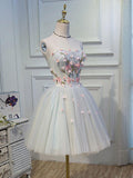 Cute Tulle Short Lace Applique Short Prom Dress Tulle Homecoming Dress HD0159 - Tirdress