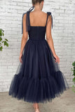 Dark Blue Tulle Short Prom Dress Blue Tulle Homecoming Dresses HD0131 - Tirdress