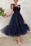 Dark Blue Tulle Short Prom Dress Blue Tulle Homecoming Dresses HD0131