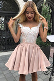 Dusty Pink Sleeveless Knee Length Short Party Dress Homecoming Dress  HD0181