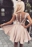 Dusty Pink Sleeveless Knee Length Short Party Dress Homecoming Dress HD0181 - Tirdress