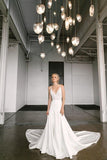 Elegant A-Line V Neck Spaghetti Straps Wedding Dresses with Lace TN181 - Tirdress