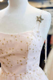 Elegant A-Line Straps Light Blue Long Prom Dress With Stars TP1126 - Tirdress