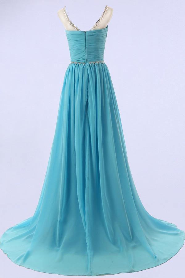 Elegant A-line Scoop Sweep-train Bridesmaid Dress With Beading Custom Color / US16 Elegant A-line Scoop Sweep-train Bridesmaid Dress With Beading Custom Color / US16