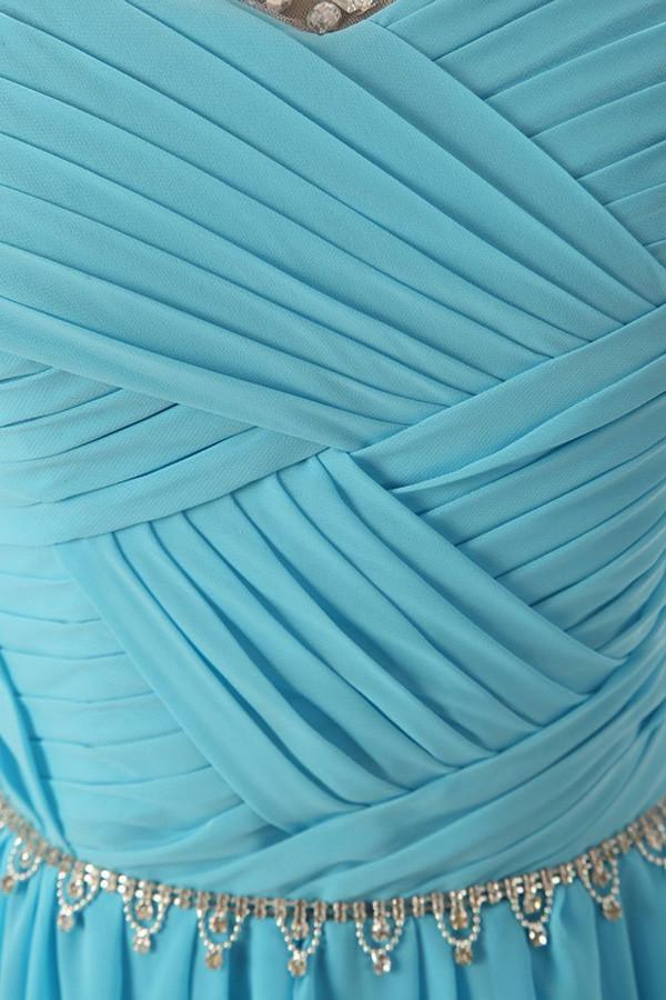Elegant A-line Scoop Sweep-train Bridesmaid Dress With Beading TY0005 - Tirdress
