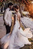 Elegant Mermaid Wedding Dresses Tulle Appliqued Bridal Gowns TN239 - Tirdress