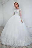 Elegant Bateau Neckline Ball Gown Wedding Dress With Lace Appliques WD201