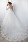 Elegant Bateau Neckline Ball Gown Wedding Dress With Lace Appliques WD201 - Tirdress