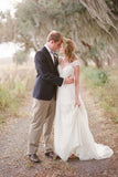 Elegant Cap Sleeve Long Chiffon Sweetheart Wedding Dress WD030 - Tirdress