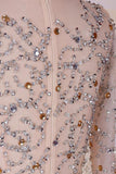 Elegant Cowl Sweep Train Chiffon Blush Long Prom Dress With Long Sleeves TP0029 - Tirdress