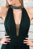 Elegant Dark Green Chiffon Split Long Prom Dress With Beads TP0868 - Tirdress