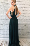 Elegant Dark Green Chiffon Split Long Prom Dress With Beads TP0868 - Tirdress