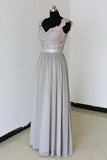 Elegant Floor Length Chiffon Silver Bridesmaid Dresses With Appliques TY0009 - Tirdress