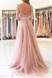 Elegant Half-Sleeve Split Lace Long Evening Dress Prom Dresses PG429 - Tirdress