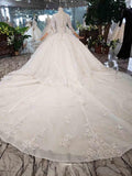Elegant Half Sleeves Ball Gown Lace Layer Wedding Dress TN174 - Tirdress