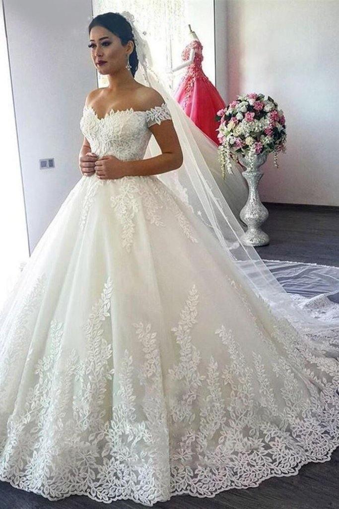 Elegant Half Sleeves Ball Gown Lace Layer Wedding Dress TN175 - Tirdress