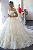 Elegant Half Sleeves Ball Gown Lace Layer Wedding Dress TN175