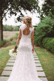 Elegant Lace Appliques Wedding Dress With Zipper Button WD048 - Tirdress