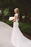 Elegant Lace Appliques Wedding Dress With Zipper Button WD048 - Tirdress