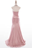 Elegant Mermaid Hater Ruched Beading Chiffon Pink Evening\Prom Dress TP0117 - Tirdress