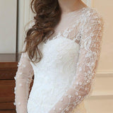 Elegant Mermaid Sleeveless Lace Wedding Dress With Court Train TN0022 - Tirdress