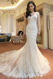 Elegant Mermaid Sleeveless Lace Wedding Dress With Court Train TN0022