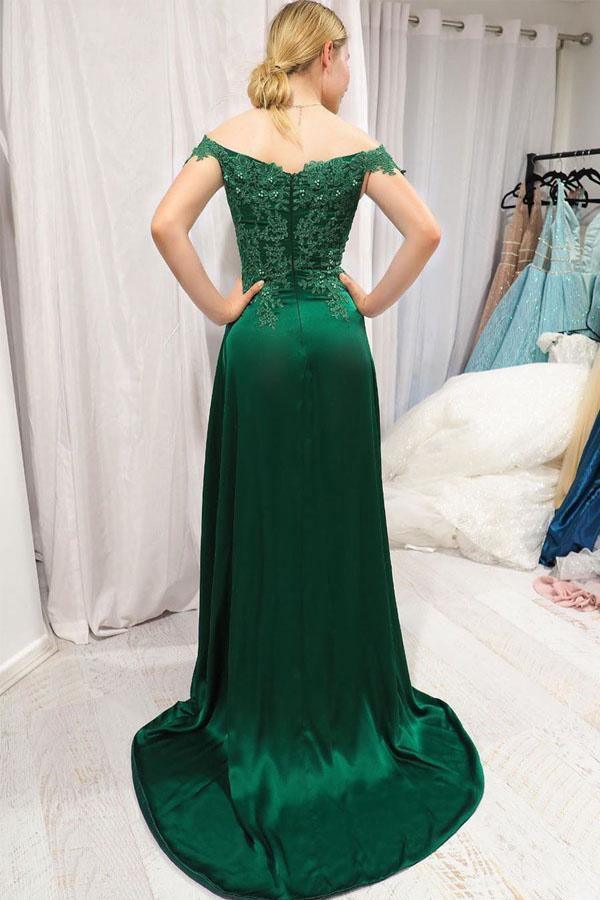 Emerald Green Lace Prom Dress