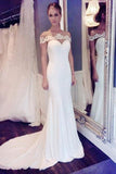 Elegantes, schulterfreies, langes Brautkleid im Meerjungfrau-Stil mit Schleppe WD103