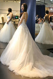 Elegant Scoop Neck Backless Wedding Dresses With Appliques WD057 - Tirdress