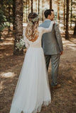 Elegant Simple Long Sleeves A-line Wedding Dresses Tulle Bridal Gowns TN206 - Tirdress