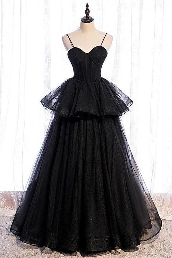 Elegant Spaghetti Straps A-line Prom/Evening Dresses Tiered Tulle TP1001 - Tirdress