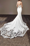 Elegant Spaghetti Straps Mermaid Wedding Dresses With Applique Court Train TN176 - Tirdress