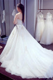 Elegant Sweetheart Beaded Appliques A Line Court Train Wedding Dress WD019 - Tirdress