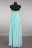 Elegant Sweetheart Chiffon Blue Long Bridemaid Dress With Beading TY0007 - Tirdress