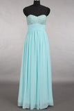 Elegant Sweetheart Chiffon Blue Long Bridemaid Dress With Beading TY0007