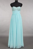 Elegant Sweetheart Chiffon Blue Long Bridemaid Dress With Beading TY0007 - Tirdress