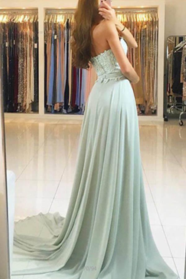 Elegant Sweetheart Lace Evening Dress Long Chiffon Prom Dress PG430 - Tirdress