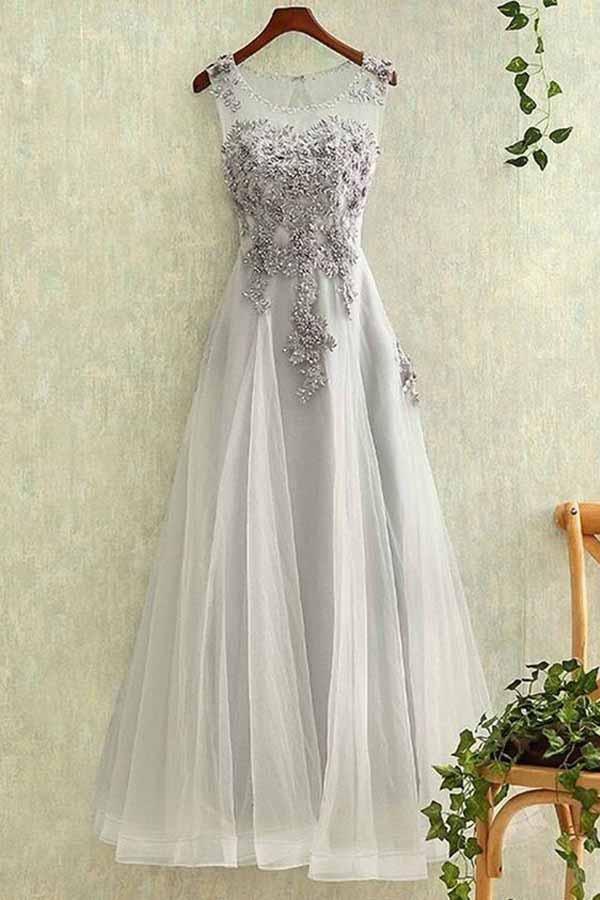 Elegant Tulle Lace Applique Long Prom Dresses Evening Dresses PG412 - Tirdress