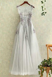 Elegant Tulle Lace Applique Long Prom Dresses Evening Dresses PG412 - Tirdress