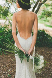 Elegant V-neck Backless White Wedding Dress with Sweep Train WD009 - Tirdress