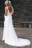 Elegant V-neck Chiffon Ruffles Sleeveless Wedding Dress Bridal Gowns WD142 - Tirdress