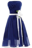 Exquisite  Short Chiffon Royal Bridesmaid Dress With Hand-made Flower  TY0021