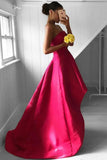 Fabulous Strapless High Low Fuchsia Pleated Prom Dress PG352 - Tirdress